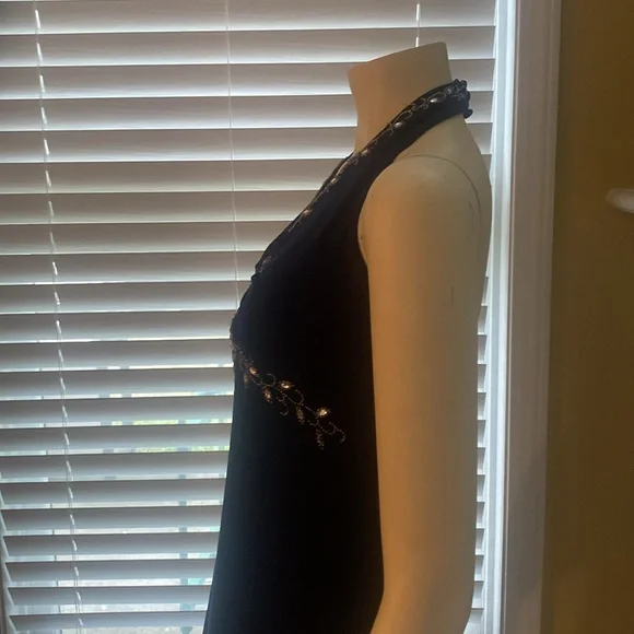 Dusk by Sheila Yen Gorgeous Elegant Navy Blue Formal Prom Halter Gown Dress sz 4 - Picture 4 of 7